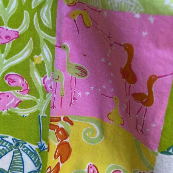 VTG Lilly Pulitzer Reversible Skirt Yellow Pink Shells Patchwork Wrap Preppy - Picture 9 of 9